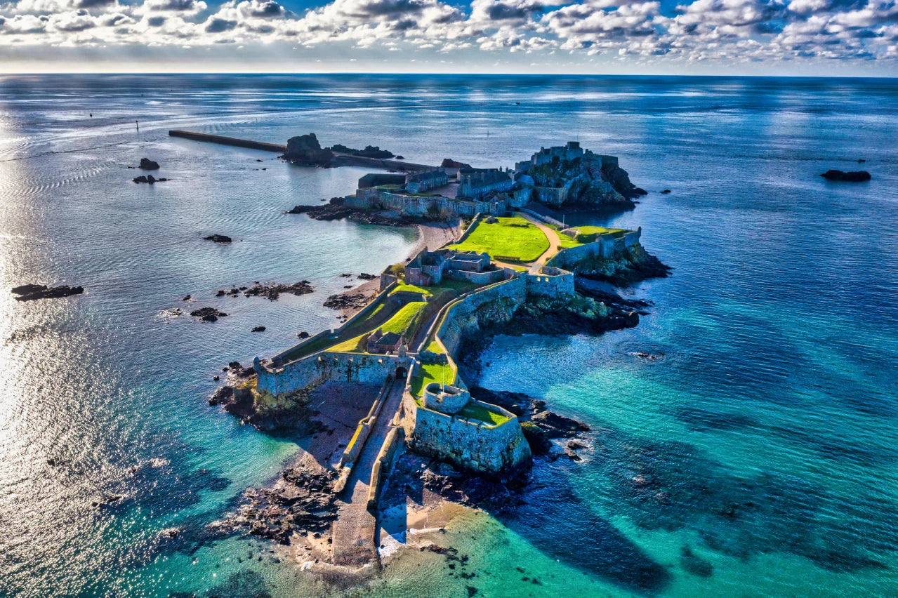 Elizabeth Castle Turquoise Waters | Jersey Aerial Seascape
