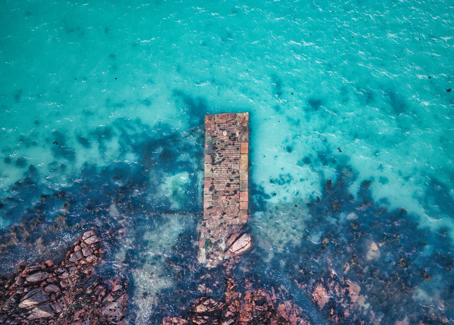 Le Hocq Jetty Jersey Turquoise Water Abstract Drone