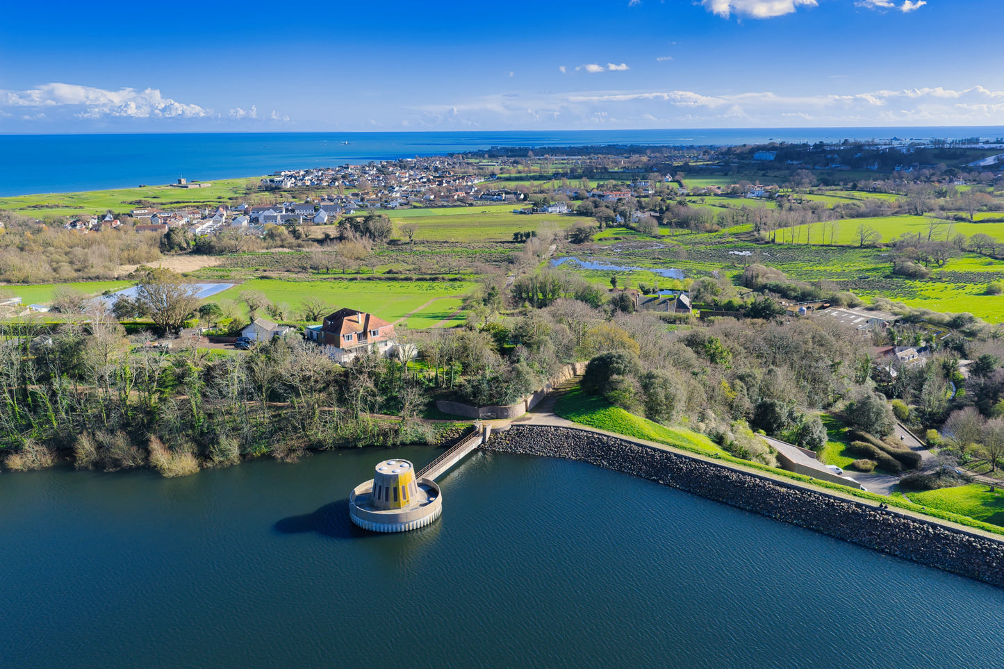 Queens Valley Aerial Jersey Grouville Bay Fort Henry