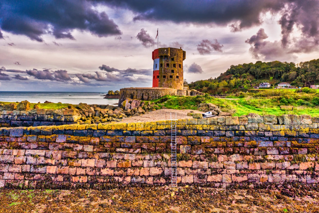 Archirondel Tower Stone Wall & Ladder | Jersey Coastal Aerial
