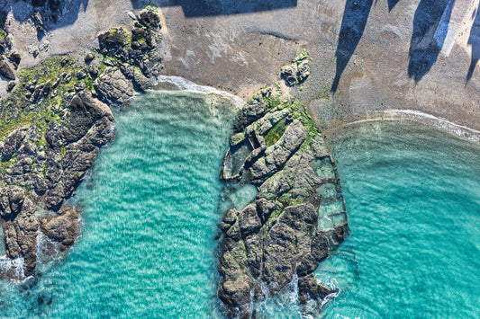 Bonne Nuit Harbour Jersey Turquoise Water Aerial Drone