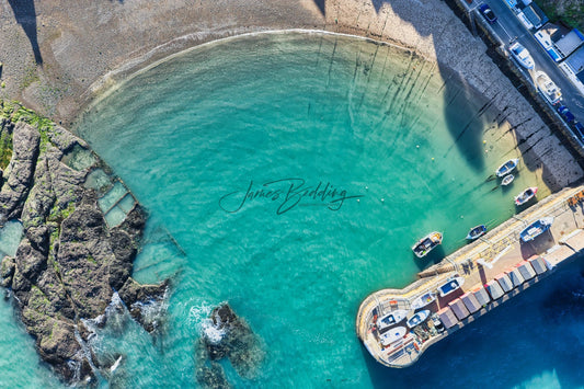 Bonne Nuit Harbour Jersey Turquoise Water Aerial Drone