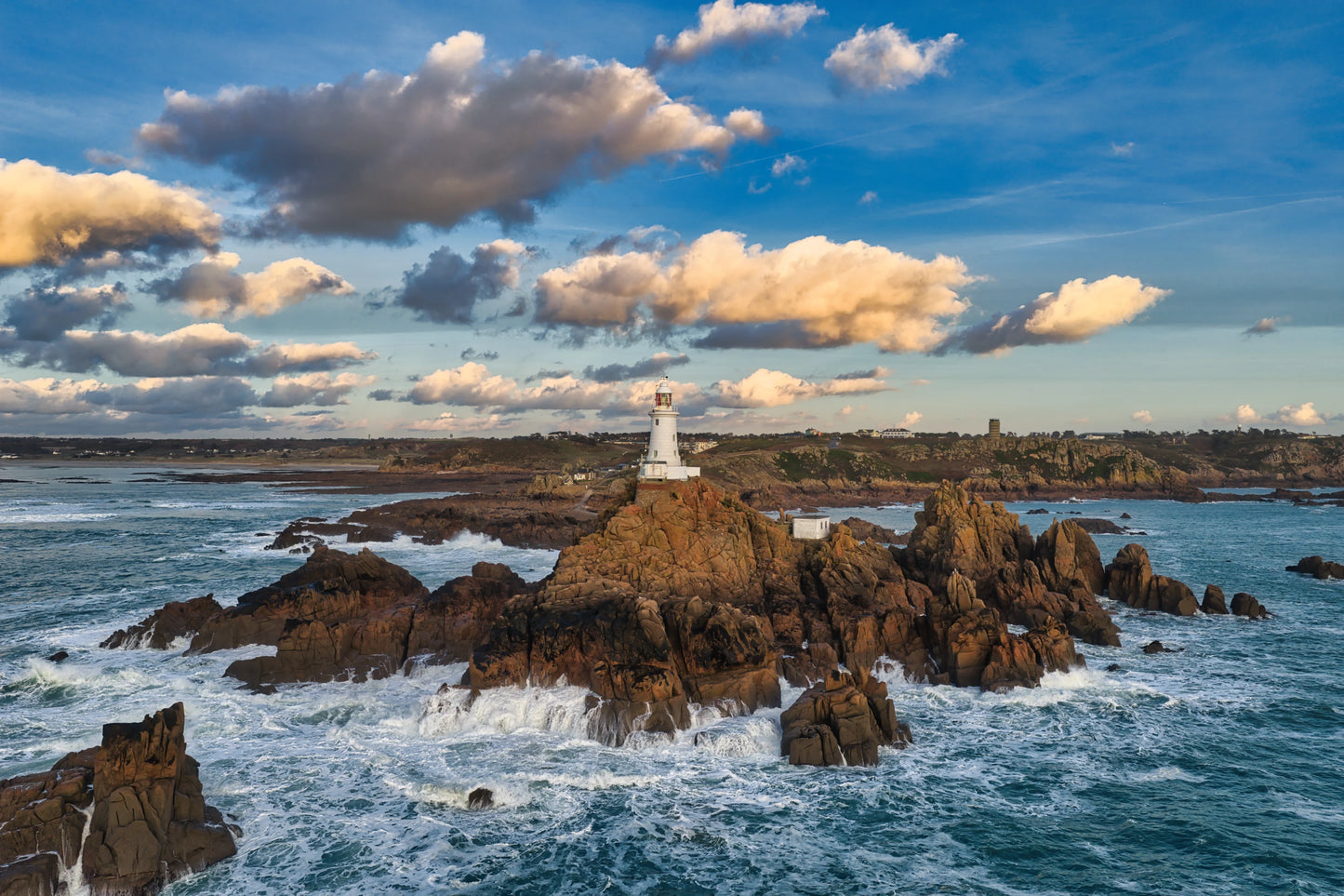 Corbiere Lighthouse Jersey Detailed Coastline Drone