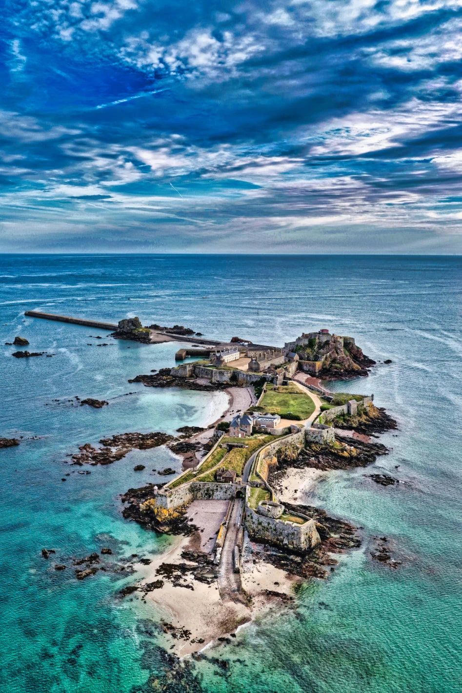 Elizabeth Castle Vertical View | Jersey Aerial Coastline