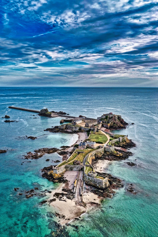 Elizabeth Castle Vertical View | Jersey Aerial Coastline