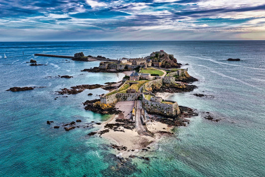 Elizabeth Castle Island View | Jersey Aerial Seascape