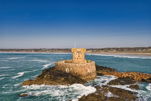 La Rocco Tower | St Ouen’s Bay Jersey Aerial View