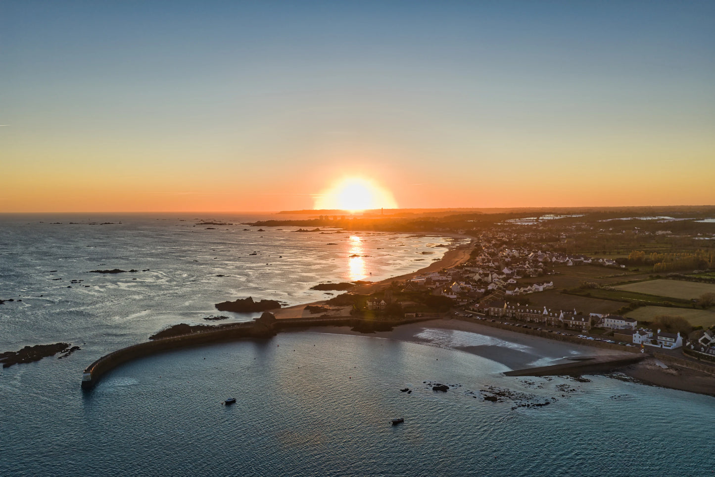 Le Rocque Harbour Sunset Jersey Drone