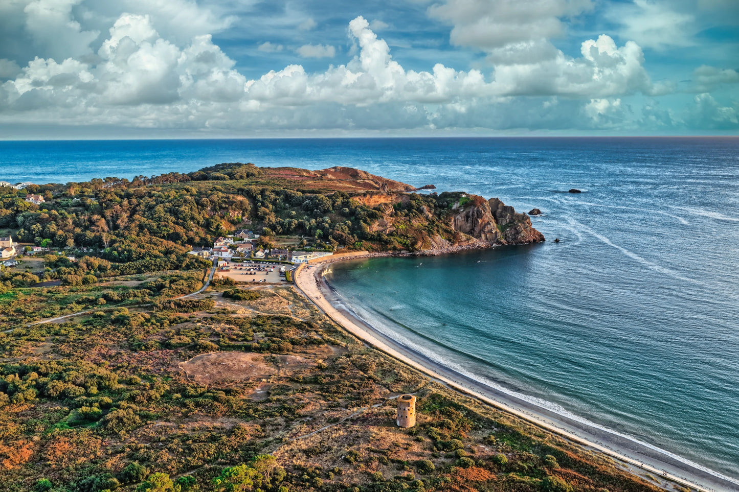Ouaisne Bay Jersey Channel Islands Aerial Coastline View
