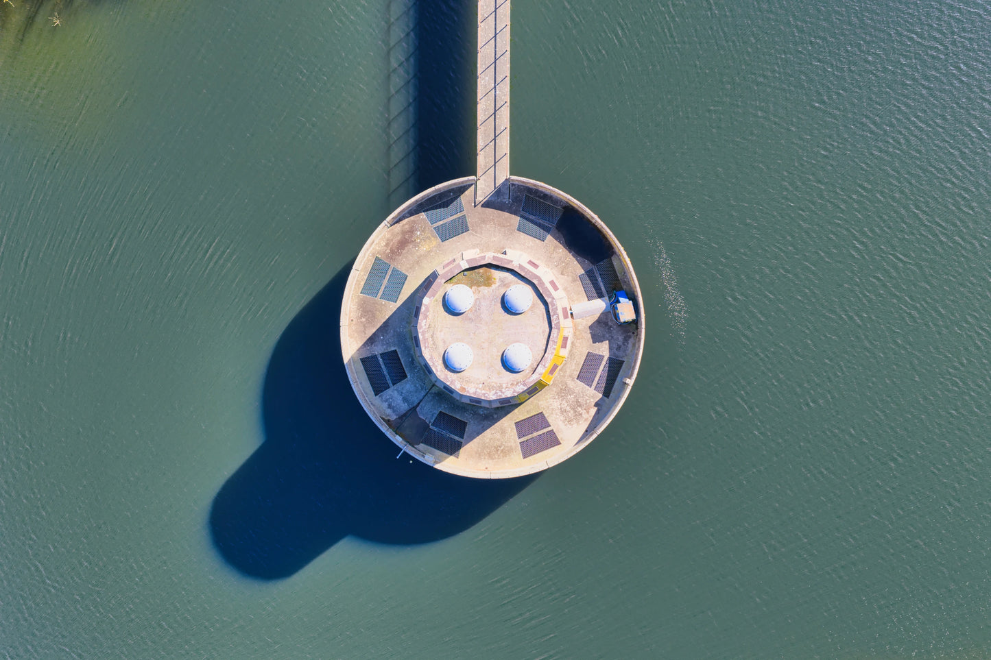 Queens Valley Water Outlet UFO Shape Aerial Jersey