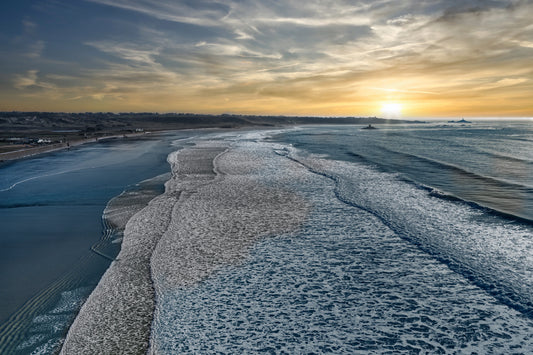 St Ouen’s Bay Sunset Coastline | Jersey Aerial Seascape