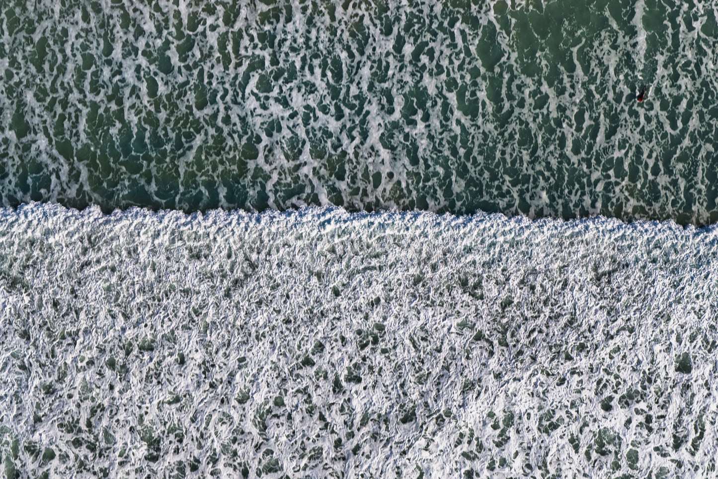 St Ouen’s Bay Wave Line & Surfer | Jersey Aerial Abstract