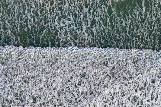 St Ouen’s Bay Wave Line & Surfer | Jersey Aerial Abstract